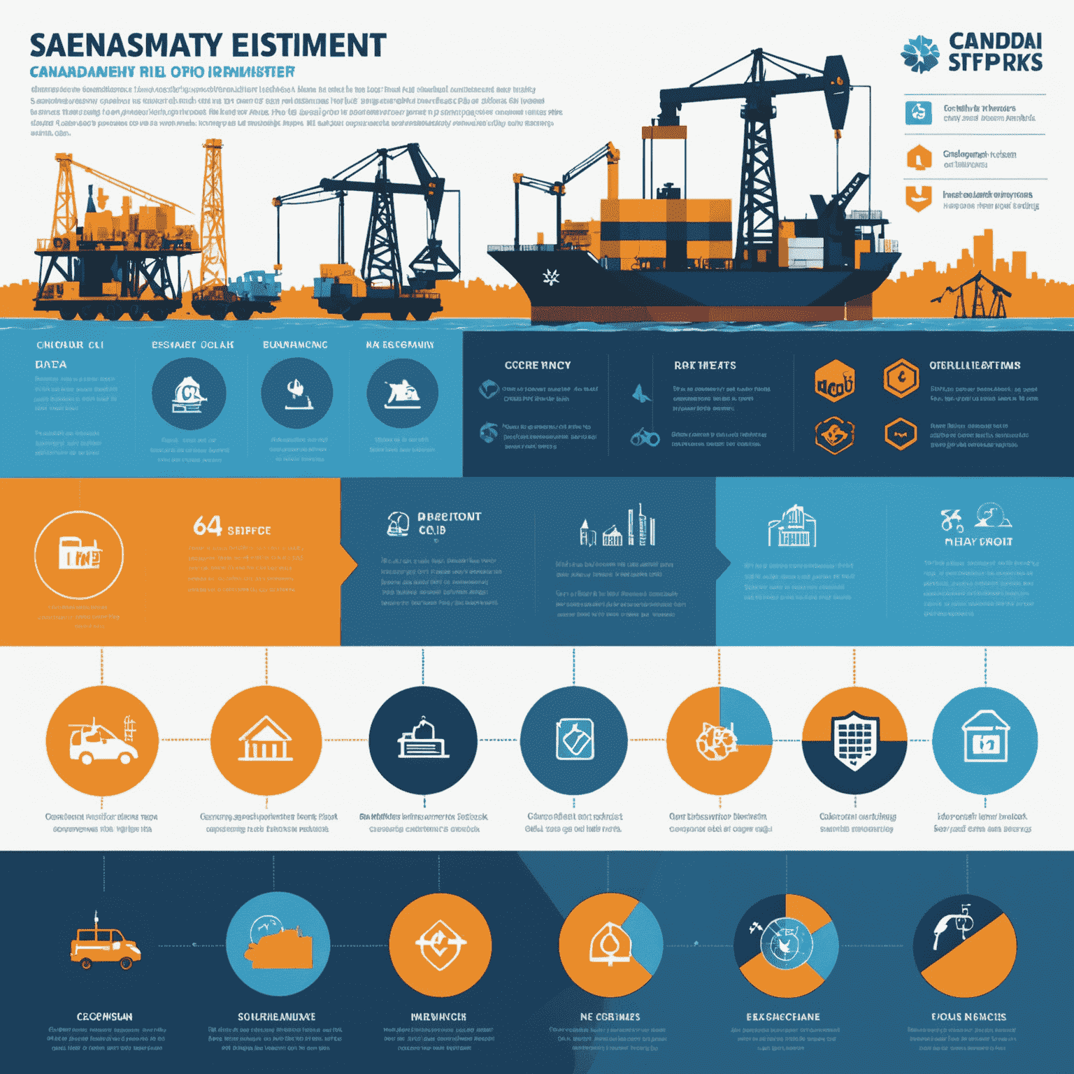 Infographic showing various safe investment options in the Canadian oil industry, with icons representing ETFs, blue-chip stocks, and midstream companies